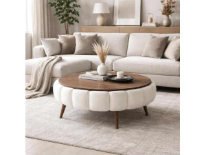 Mesa baja de madera "Yuvarlak" - 100 x 100 x 44 cm - Blanca
