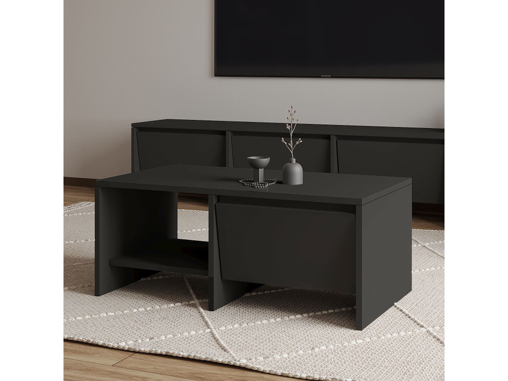 Mesa baja de madera "Laris" - 90 x 45 x 35 cm - Gris antracita