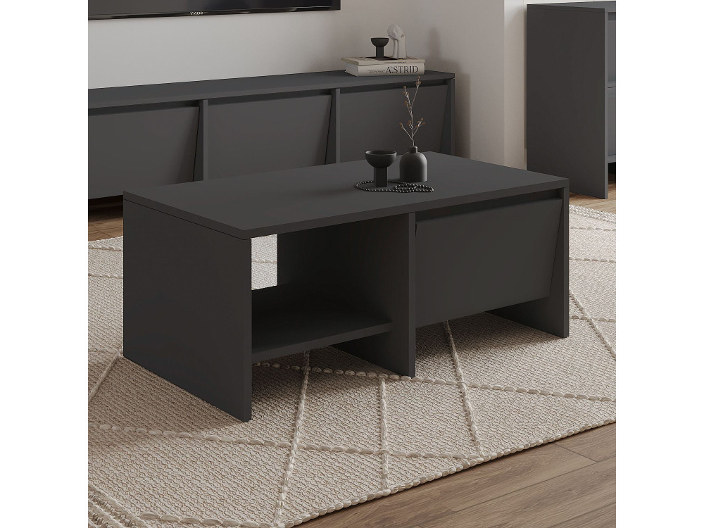 Mesa baja de madera "Laris" - 90 x 45 x 35 cm - Gris antracita