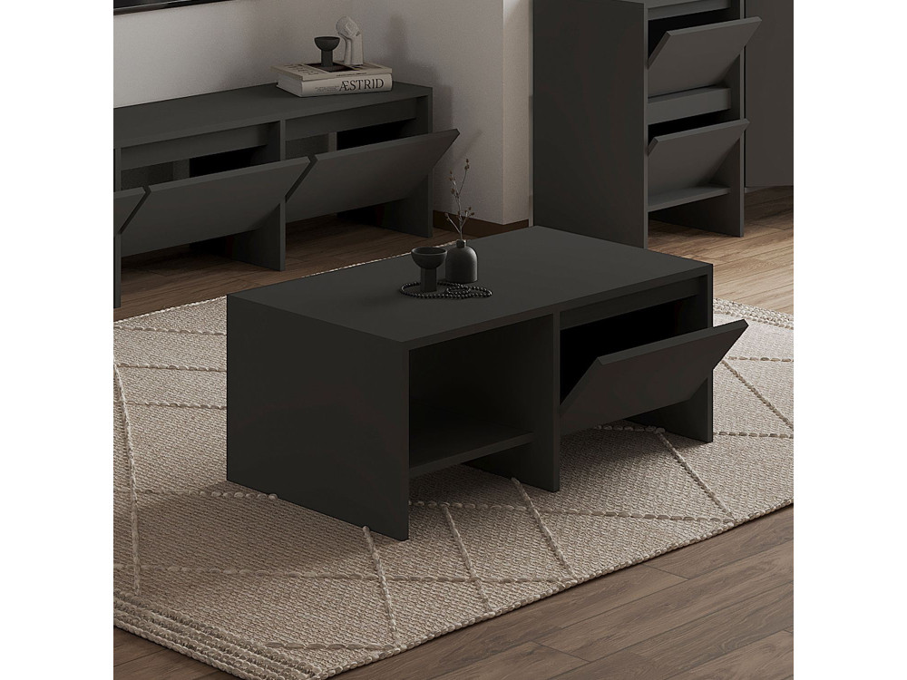 Mesa baja de madera "Laris" - 90 x 45 x 35 cm - Gris antracita