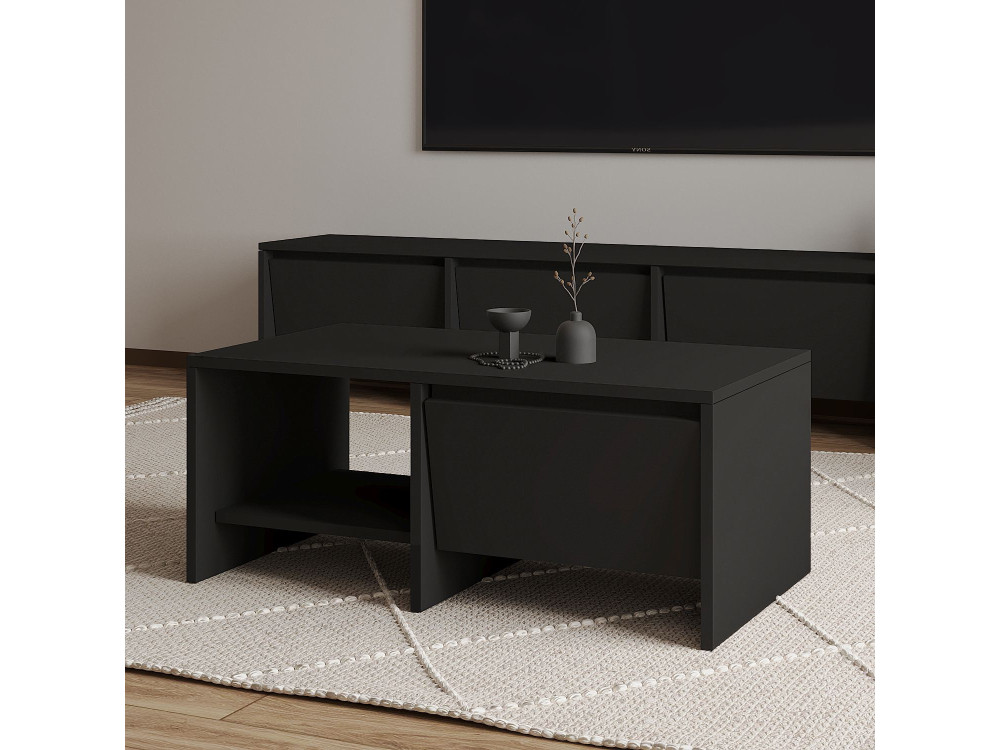 Mesa baja de madera "Laris" - 90 x 45 x 35 cm - Negra