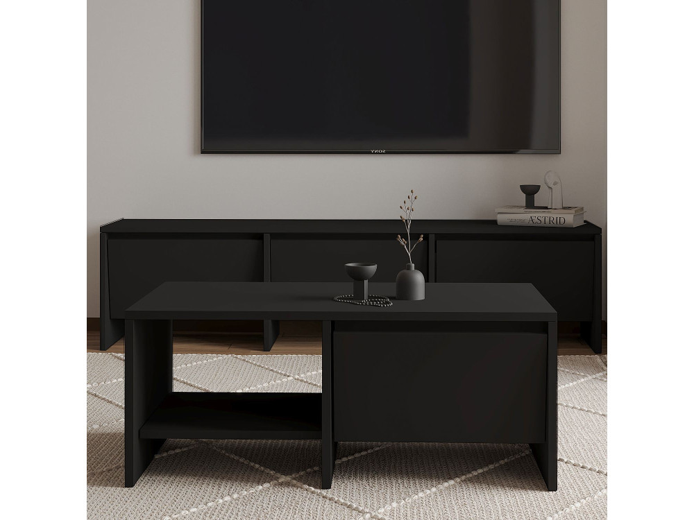 Mesa baja de madera "Laris" - 90 x 45 x 35 cm - Negra
