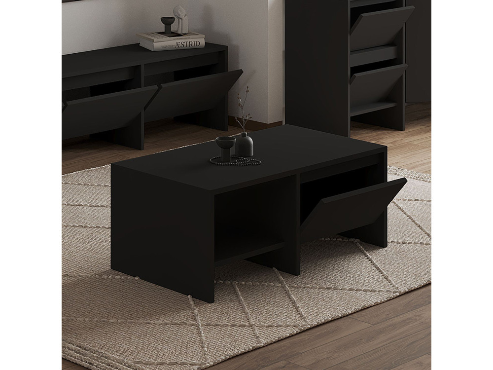 Mesa baja de madera "Laris" - 90 x 45 x 35 cm - Negra