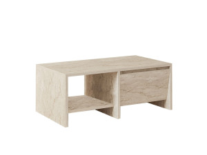 Mesa baja de madera "Laris" - 90 x 45 x 35 cm - Travertino
