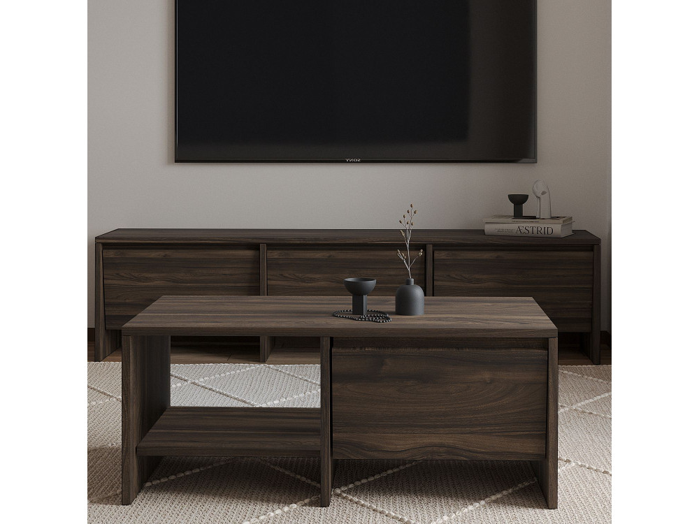 Mesa baja de madera "Laris" - 90 x 45 x 35 cm - Marrón