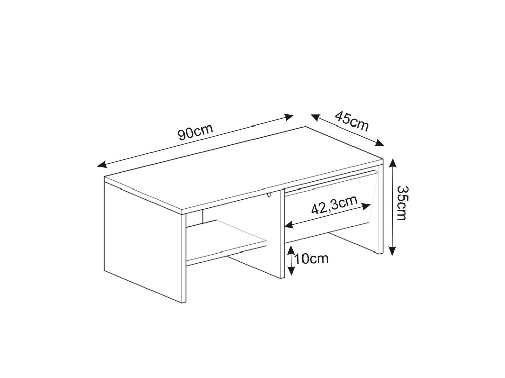 Mesa baja de madera "Laris" - 90 x 45 x 35 cm - Blanco