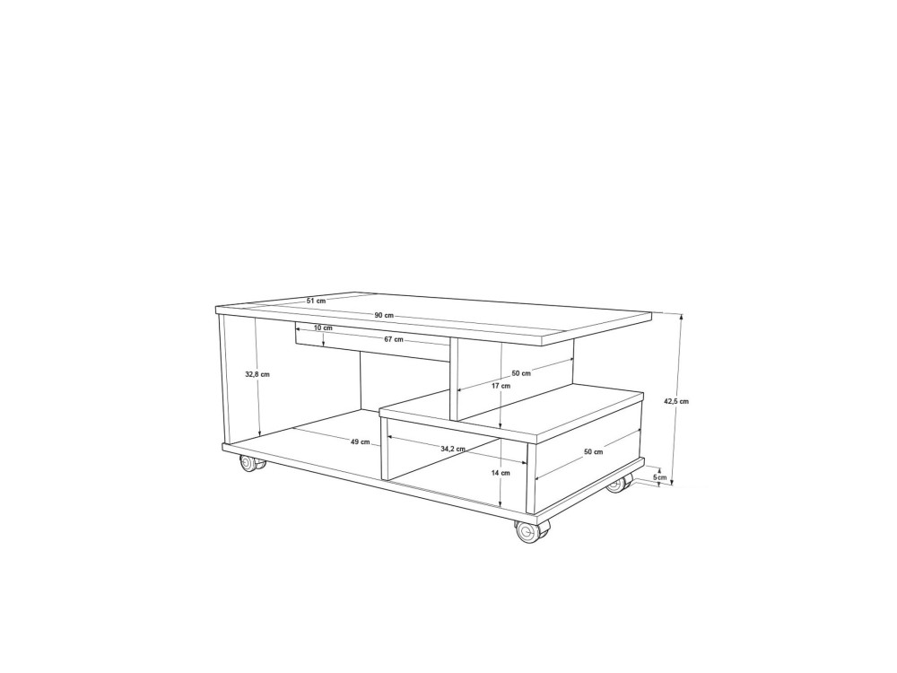 Mesa baja de madera "MIN9" - 90 x 51 x 42 cm - Blanca