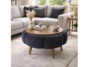 Mesa baja de madera Papatya 60" - 60 x 60 x 44 cm - Gris antracita