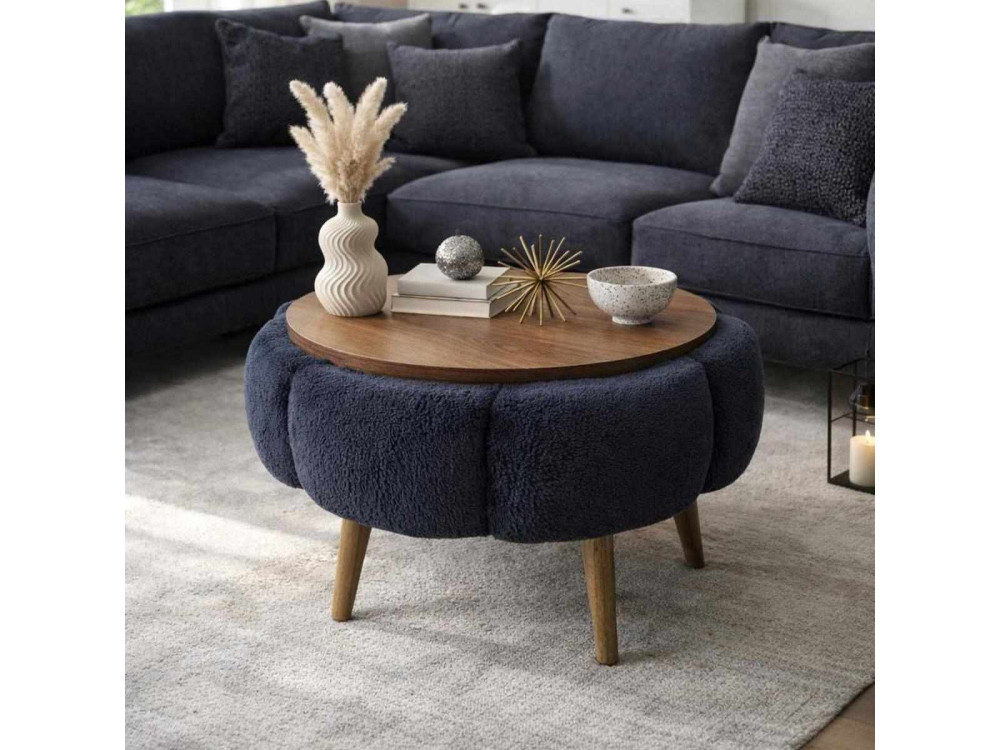 Mesa baja de madera Papatya 60" - 60 x 60 x 44 cm - Gris antracita