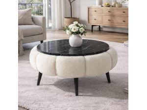 Mesa baja de madera Papatya 60" - 60 x 60 x 44 cm - Blanco