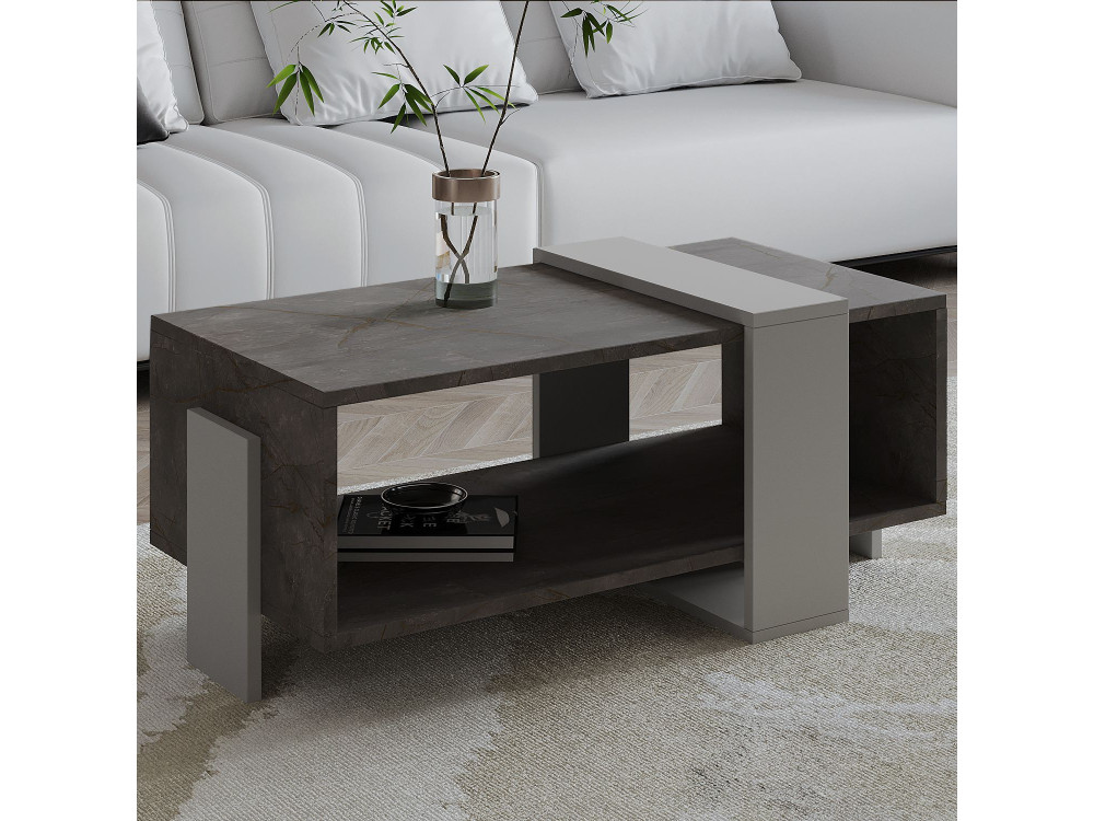 Mesa baja de madera "Meleni" - 90 x 49 x 40 cm - Gris