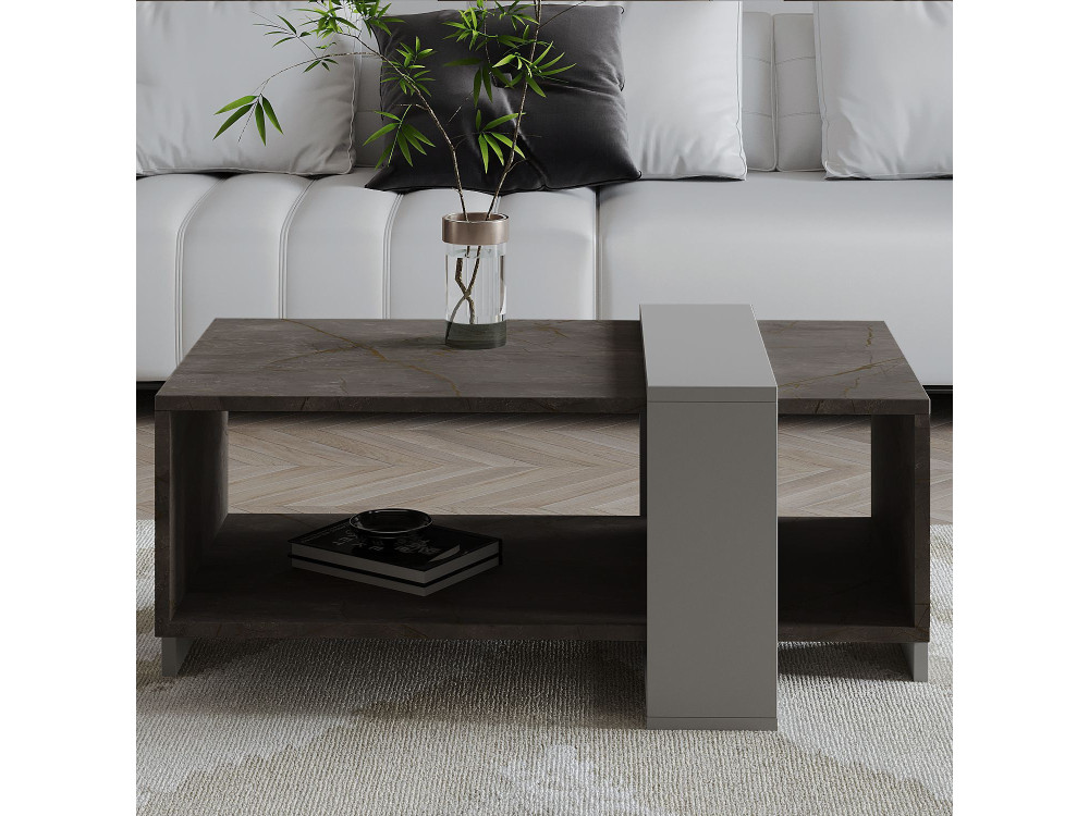 Mesa baja de madera "Meleni" - 90 x 49 x 40 cm - Gris