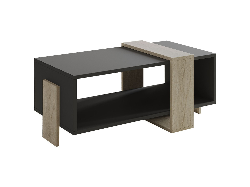 Mesa baja de madera "Meleni" - 90 x 49 x 40 cm - Gris antracita
