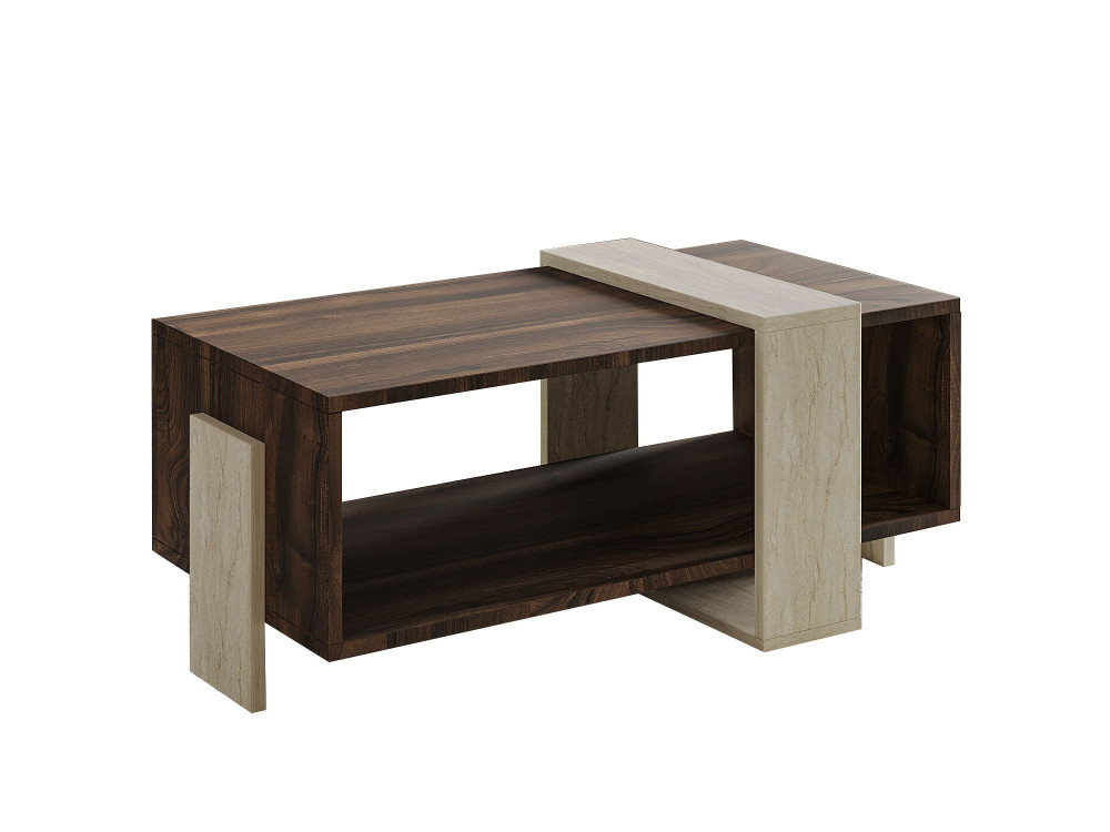 Mesa baja de madera "Meleni" - 90 x 49 x 40 cm - Travertino