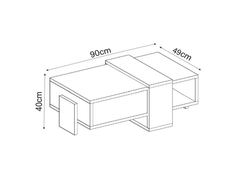 Mesa baja de madera "Meleni" - 90 x 49 x 40 cm - Travertino