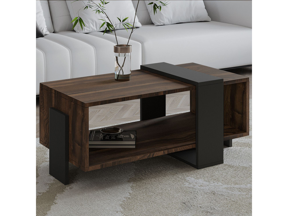 Mesa baja de madera "Meleni" - 90 x 49 x 40 cm - Marrón