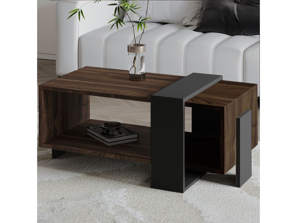 Mesa baja de madera "Meleni" - 90 x 49 x 40 cm - Marrón
