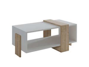 Mesa baja de madera "Meleni" - 90 x 49 x 40 cm - Blanco