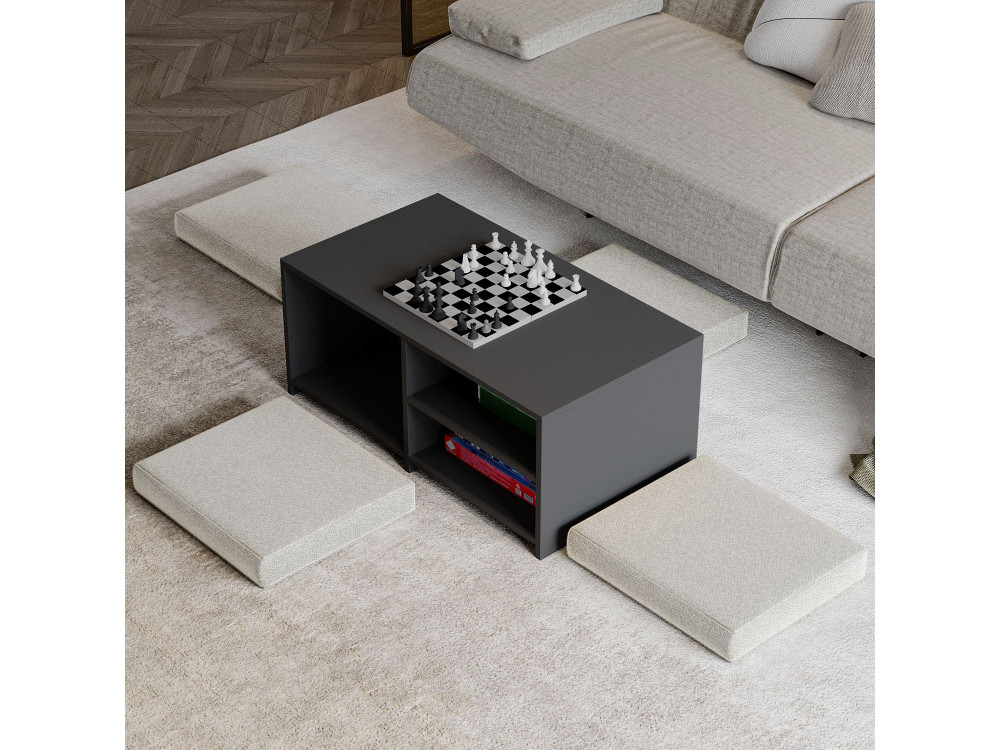 Juego de mesa baja de madera "Gord" - 90 x 45 x 44,1 cm - Antracita