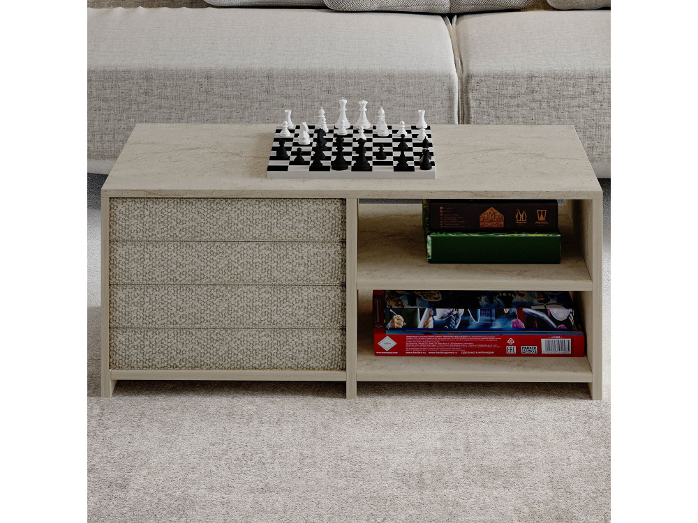Mesa baja de madera "Gord" - 90 x 45 x 44 cm - Travertino