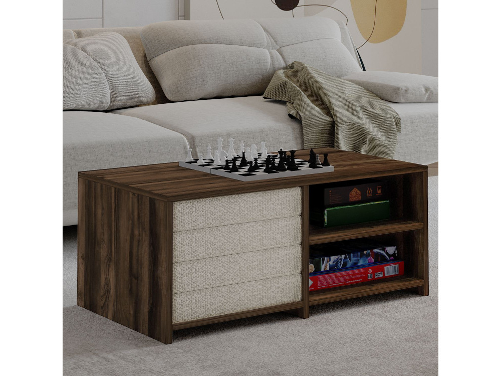 Mesa baja de madera "Gord" - 90 x 45 x 44 cm - Marrón