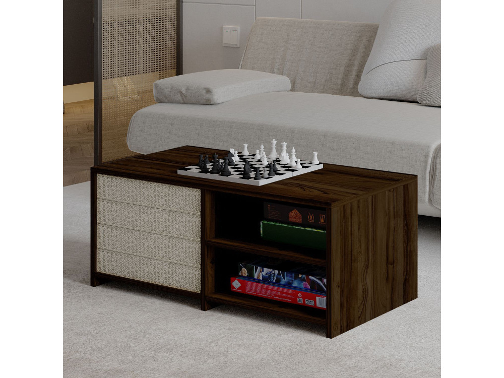 Mesa baja de madera "Gord" - 90 x 45 x 44 cm - Marrón