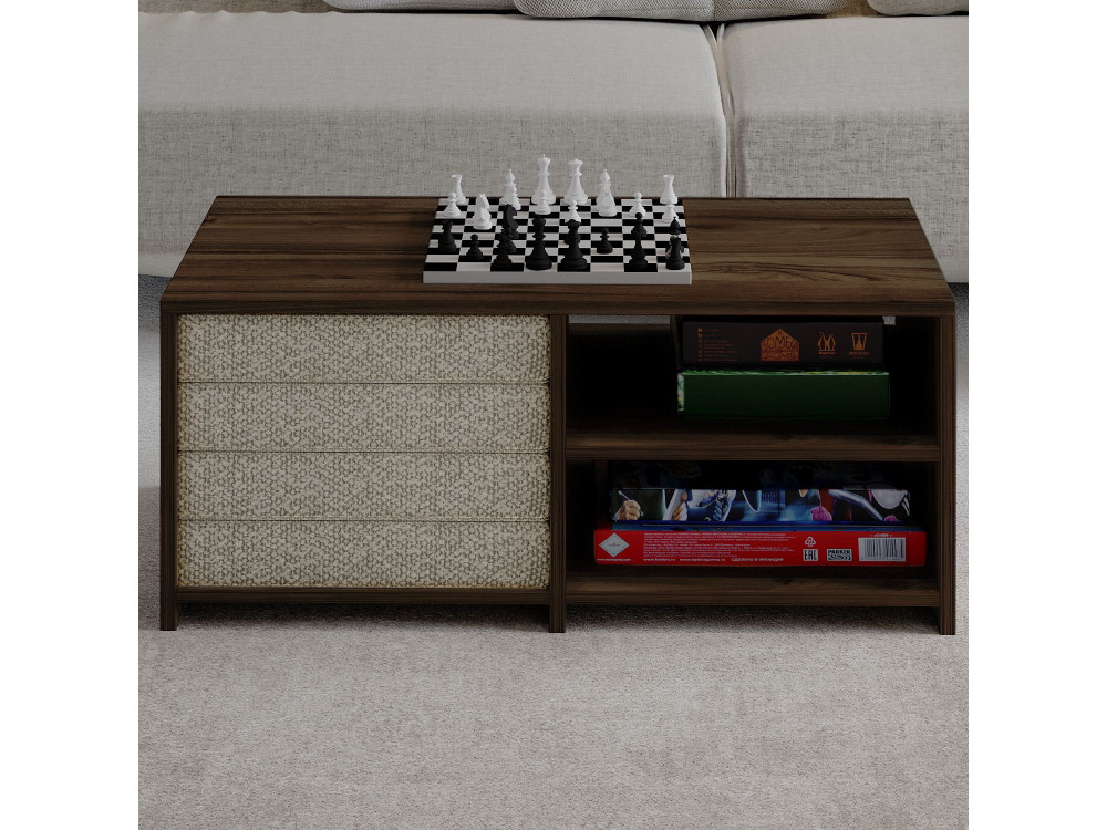 Mesa baja de madera "Gord" - 90 x 45 x 44 cm - Marrón
