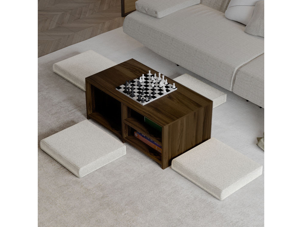 Mesa baja de madera "Gord" - 90 x 45 x 44 cm - Marrón