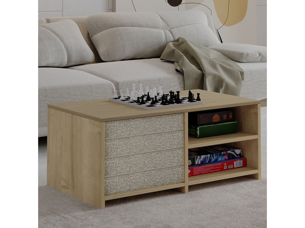Mesa baja de madera "Gord" - 90 x 45 x 44 cm - Beige