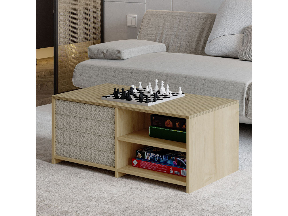 Mesa baja de madera "Gord" - 90 x 45 x 44 cm - Beige