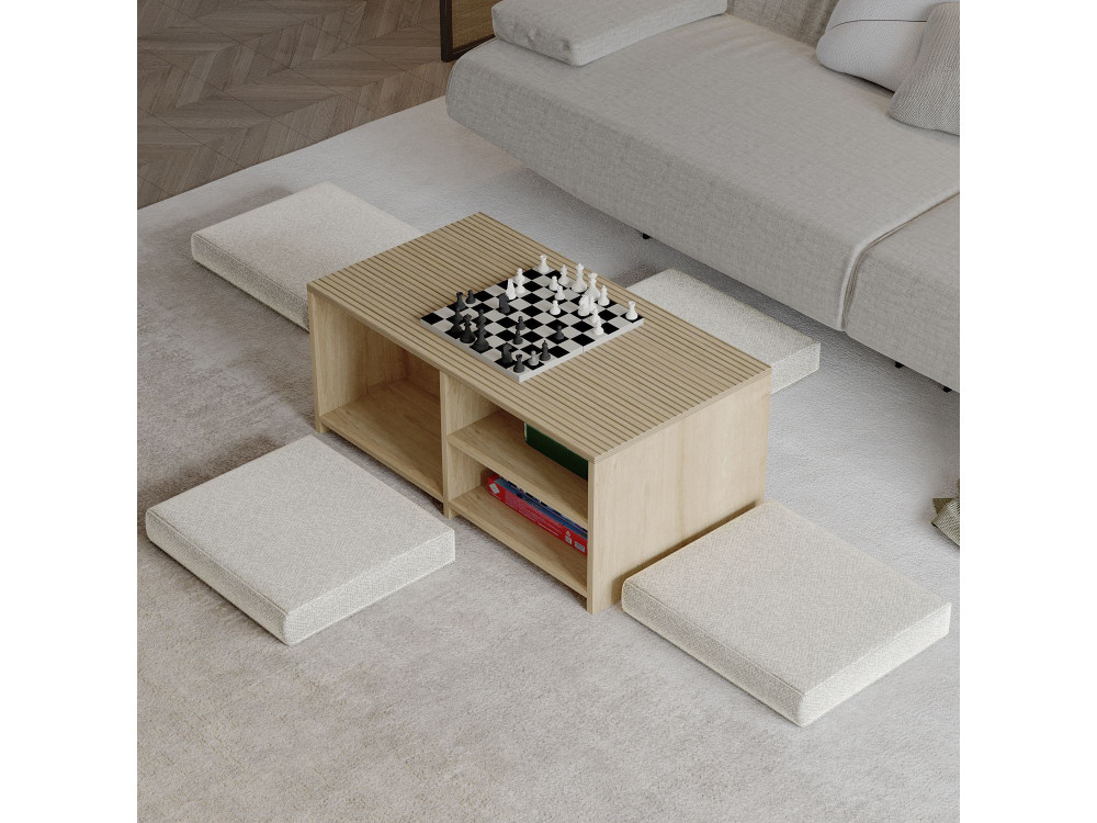 Mesa baja de madera "Gord" - 90 x 45 x 44 cm - Beige