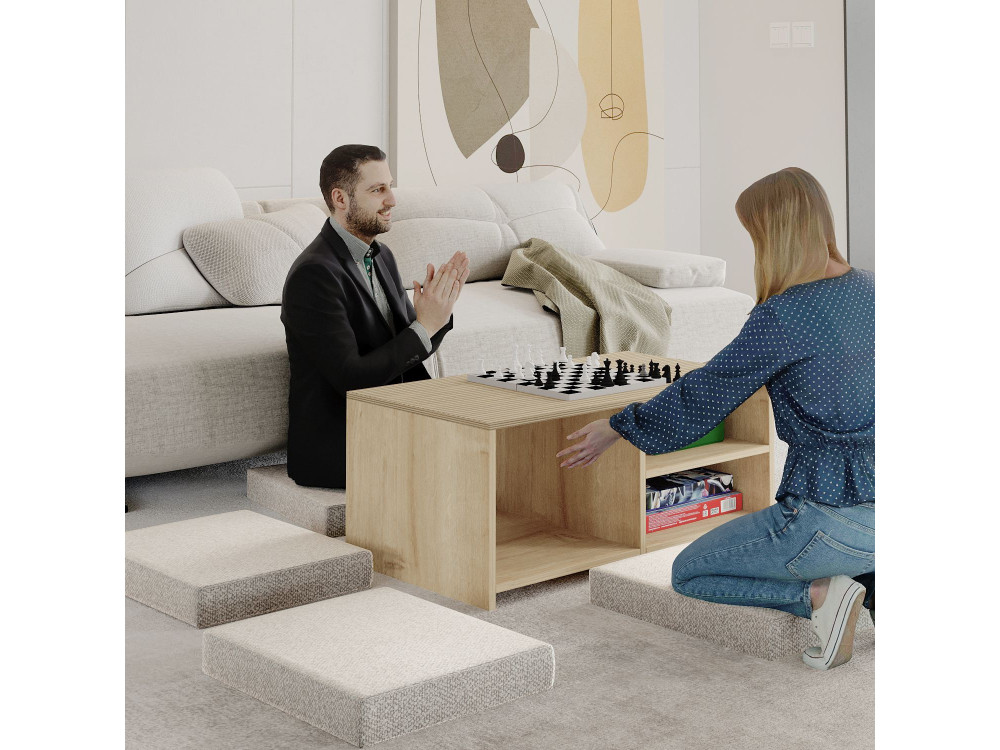 Mesa baja de madera "Gord" - 90 x 45 x 44 cm - Beige