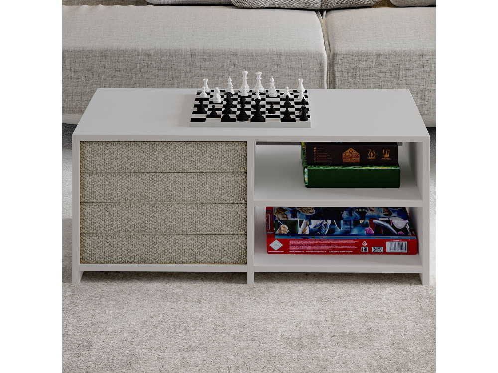 Mesa baja de madera "Gord" - 90 x 45 x 44 cm - Blanco