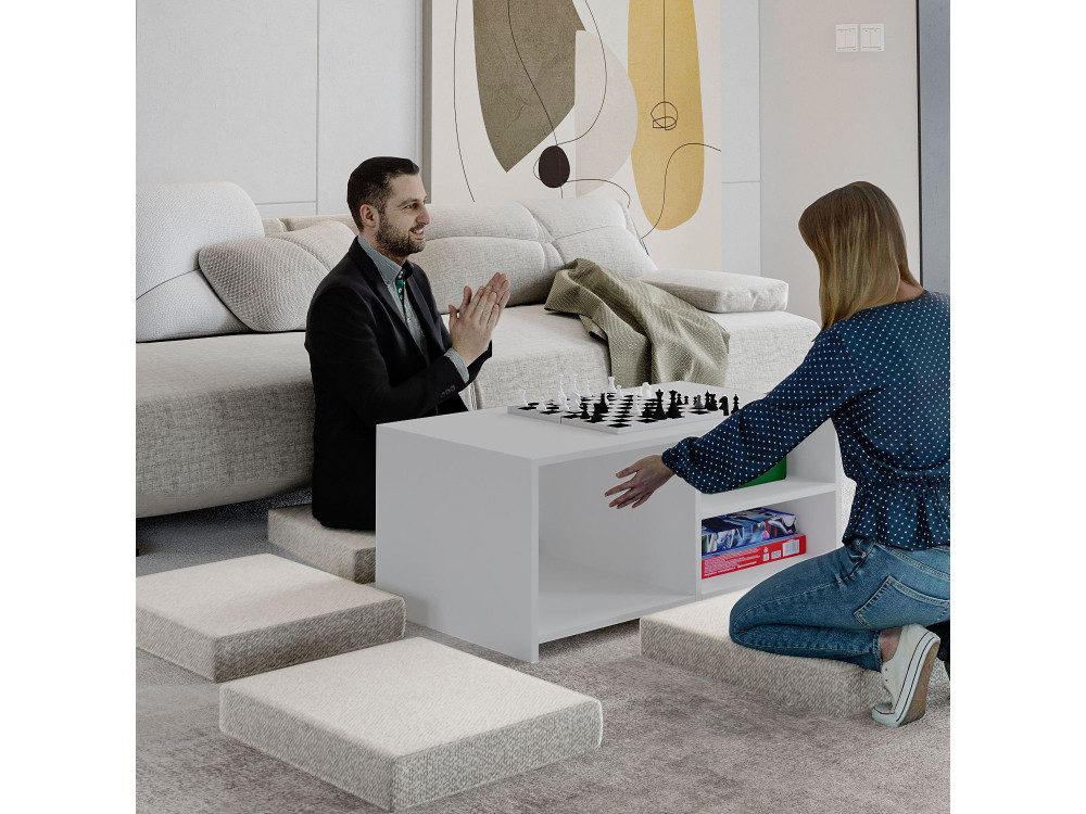 Mesa baja de madera "Gord" - 90 x 45 x 44 cm - Blanco