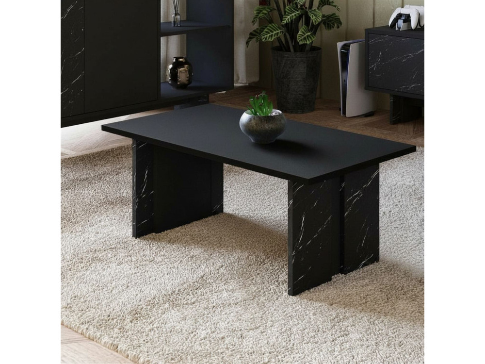Mesa baja de madera "Ravello" - 90 x 50 x 40 cm - Negra