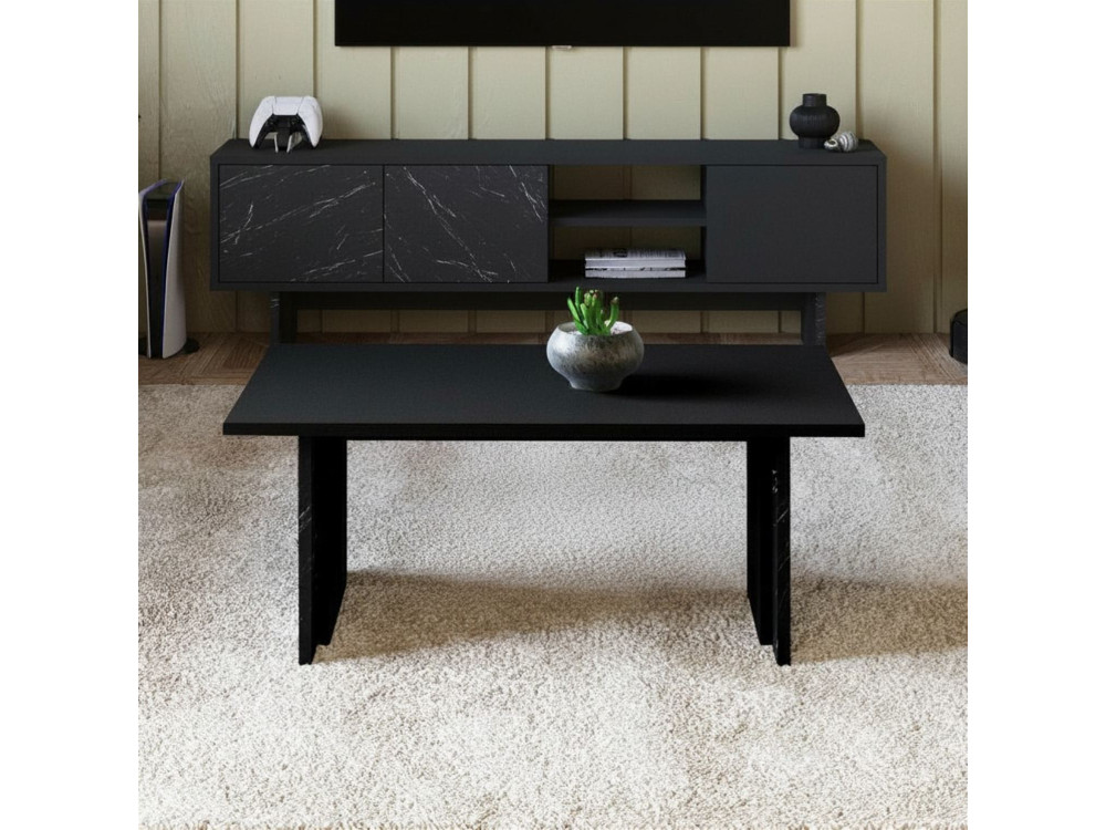 Mesa baja de madera "Ravello" - 90 x 50 x 40 cm - Negra