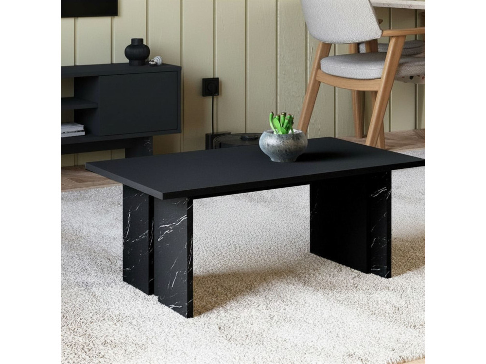 Mesa baja de madera "Ravello" - 90 x 50 x 40 cm - Negra
