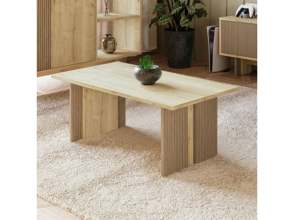 Mesa baja de madera "Ravello" - 90 x 50 x 40 cm - Beige