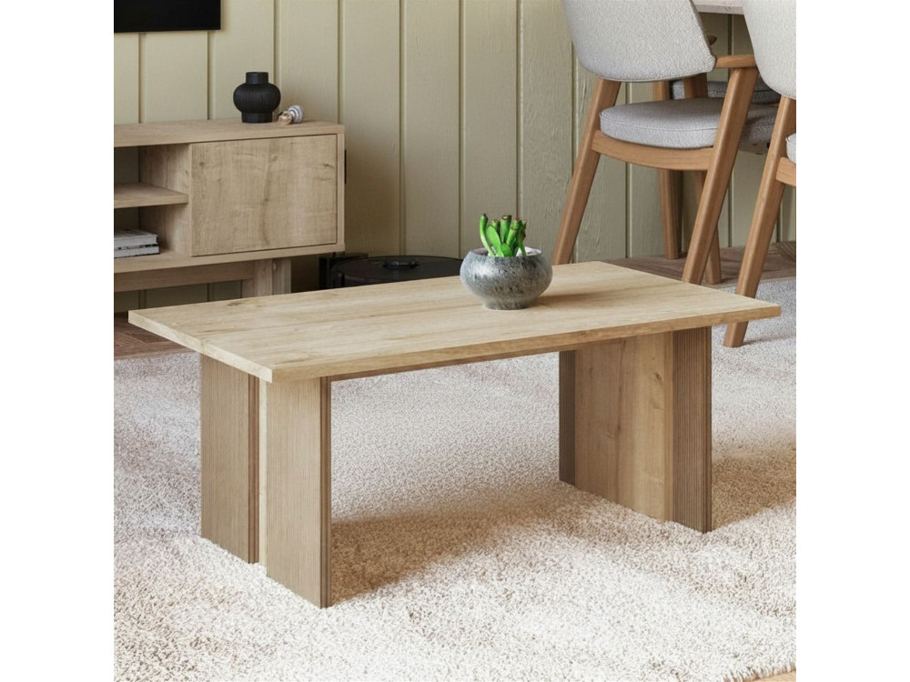 Mesa baja de madera "Ravello" - 90 x 50 x 40 cm - Beige