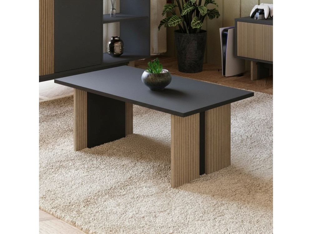 Mesa baja de madera "Ravello" - 90 x 50 x 40 cm - Gris antracita