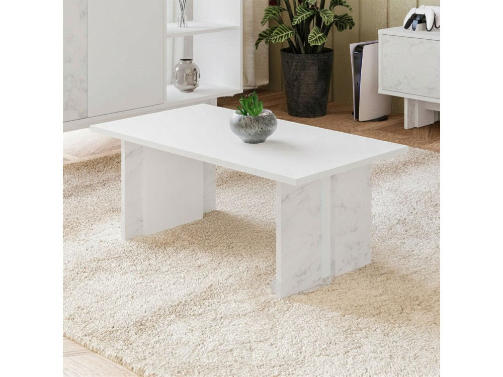 Mesa baja de madera "Ravello" - 90 x 50 x 40 cm - Blanco