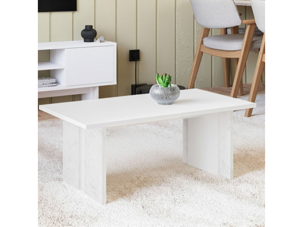 Mesa baja de madera "Ravello" - 90 x 50 x 40 cm - Blanco