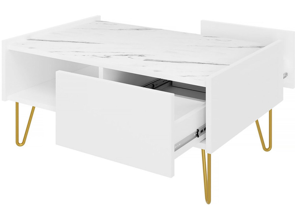 Mesa de centro «Narine L» - 97 x 45 x 65 cm - Blanca