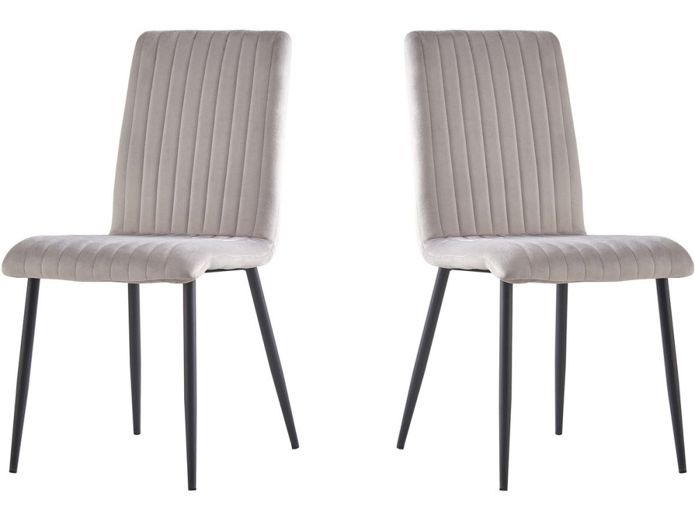 Juego de 2 sillas de terciopelo "Henley" - Gris claro