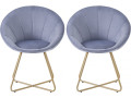 Juego de 2 sillas de comedor de terciopelo "Rosalie" - Gris - Gris