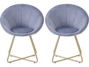Juego de 2 sillas de comedor de terciopelo "Rosalie" - Gris