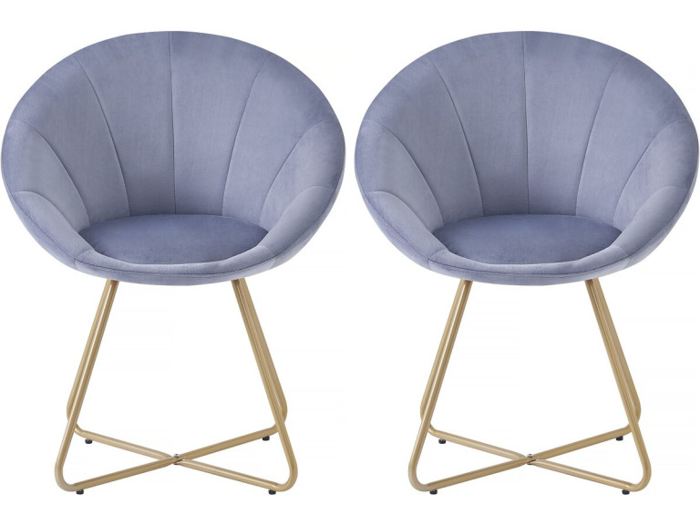 Juego de 2 sillas de comedor de terciopelo "Rosalie" - Gris