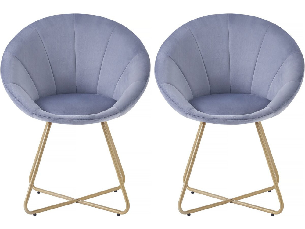 Juego de 2 sillas de comedor de terciopelo "Rosalie" - Gris