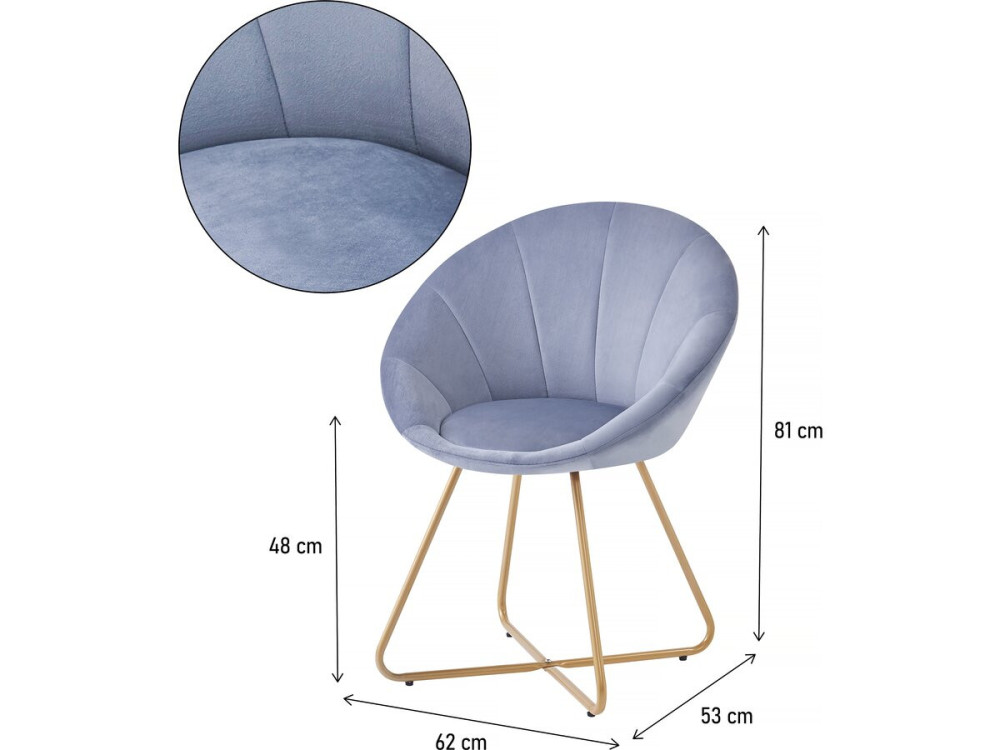 Juego de 2 sillas de comedor de terciopelo "Rosalie" - Gris