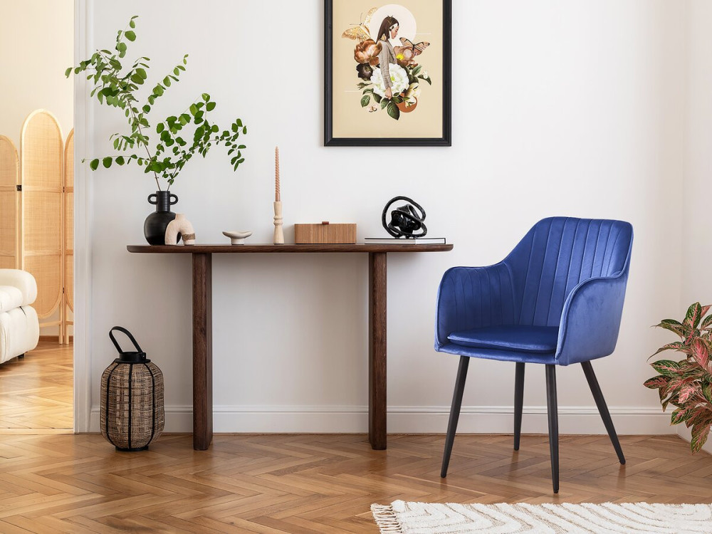 Conjunto de 2 sillas de terciopelo con reposabrazos "Velma" - Azul